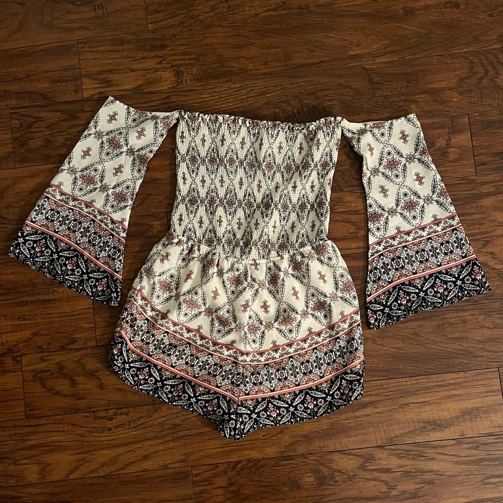 Off the Shoulder, Flare Sleeve Romper